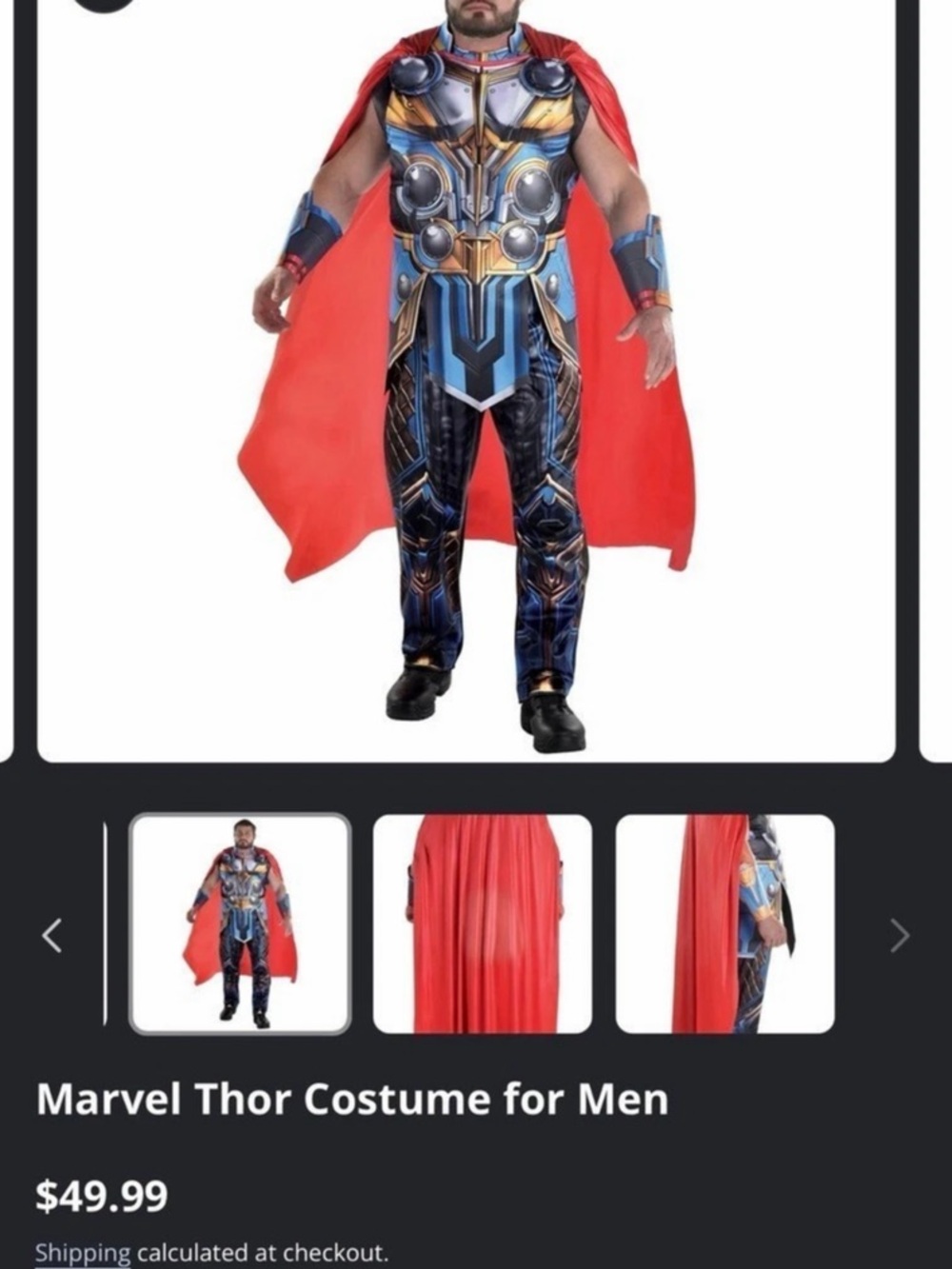 Marvel Thor Love and Thunder Costume Men's Adult Plus XXL #901 Sz NEW in bag!